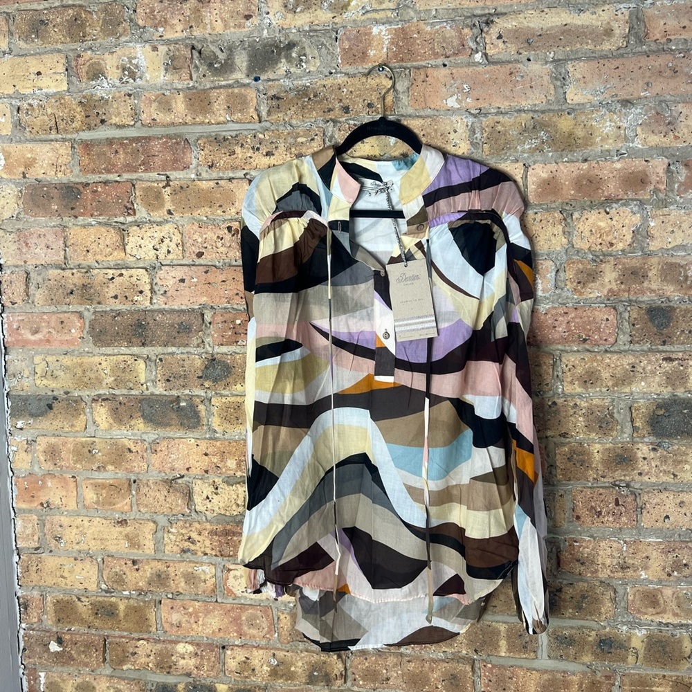 Devotion Twins printed blouse with with ties on the collar, size S, new